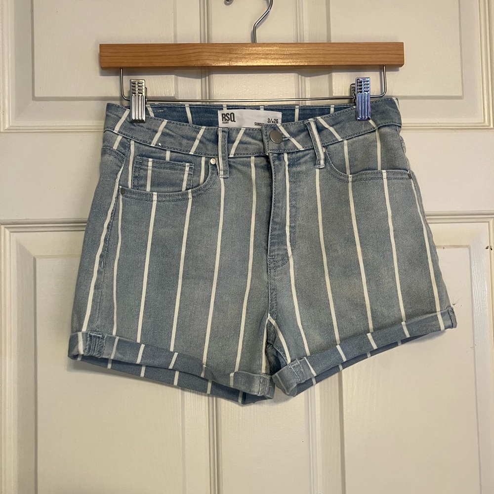 RSQ Women's Denim Striped Jean Shorts